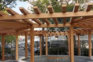 蘇州相城區澄和家園廊架木紋漆效果展示